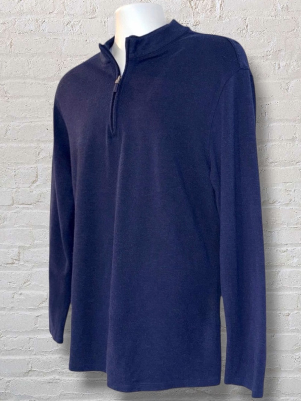 Mizzen+Main Quarter Zip Pullover Navy XL | Performance Knit Long Sleeve